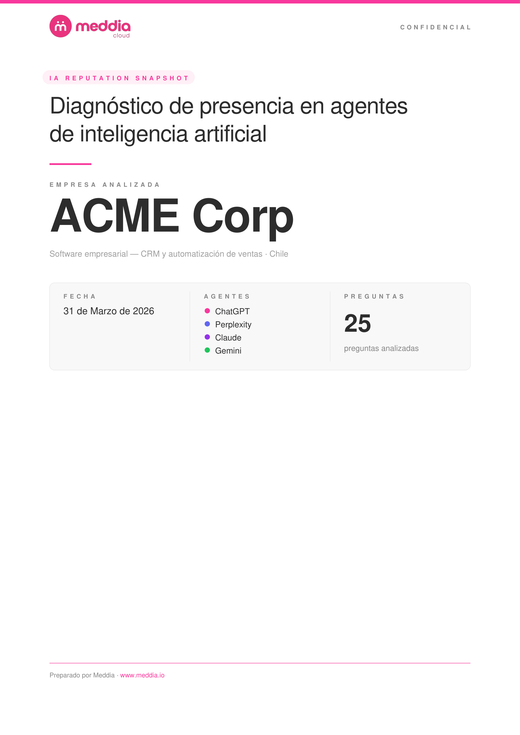 Página 1 · Portada — Diagnóstico de presencia en agentes de IA